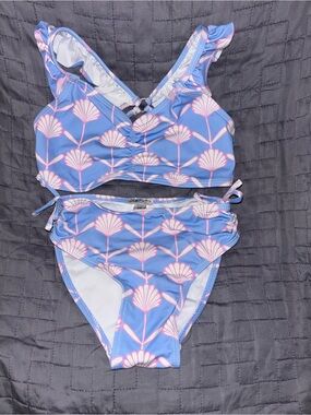 Habitual Blue Bikini Set with Pink Shell Print